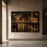 Rainlit Cinema Boulevard Classic Cinema Wall Art Canvas Print - Image 5