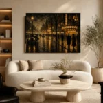 Rainlit Cinema Boulevard Classic Cinema Wall Art Canvas Print - Image 6