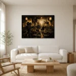 Antique Brass Film Studio Classic Cinema Wall Art Canvas Print styled in a refined neutral interior