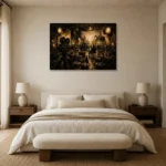 Antique Brass Film Studio Classic Cinema Wall Art Canvas Print showcased in an elegant minimalist interior