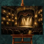 Golden Ochre Historic Theater Classic Cinema Wall Art Canvas Print - Image 2