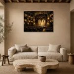 Golden Ochre Historic Theater Classic Cinema Wall Art Canvas Print presented in a sophisticated home setting