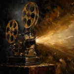 Antique Brass Projector Classic Cinema Wall Art Canvas Print