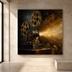 Antique Brass Projector Classic Cinema Wall Art Canvas Print - Image 3