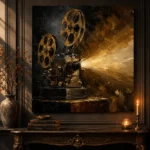Antique Brass Projector Classic Cinema Wall Art Canvas Print - Image 4