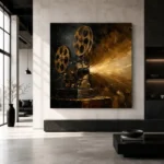 Antique Brass Projector Classic Cinema Wall Art Canvas Print - Image 5