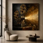 Antique Brass Projector Classic Cinema Wall Art Canvas Print - Image 6