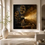 Antique Brass Projector Classic Cinema Wall Art Canvas Print - Image 8