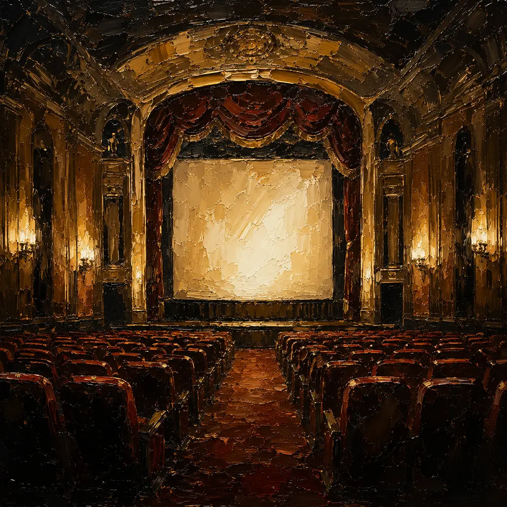 Muted Gold Historic Theater Classic Cinema Wall Art Canvas Print
