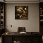 Bronze Cinema Still Life Classic Cinema Wall Art Canvas Print displayed in a contemporary gallery-inspired room
