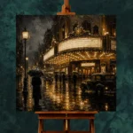 Rainlit Noir Cinema Classic Cinema Wall Art Canvas Print - Image 2