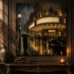 Rainlit Noir Cinema Classic Cinema Wall Art Canvas Print - Image 4