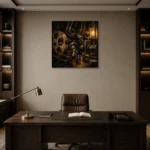 Weathered Bronze Film Archive Classic Cinema Wall Art Canvas Print displayed in a contemporary gallery-inspired room