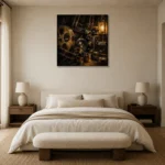 Weathered Bronze Film Archive Classic Cinema Wall Art Canvas Print showcased in an elegant minimalist interior
