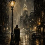 Golden Rain Noir Movie Wall Art Canvas Print