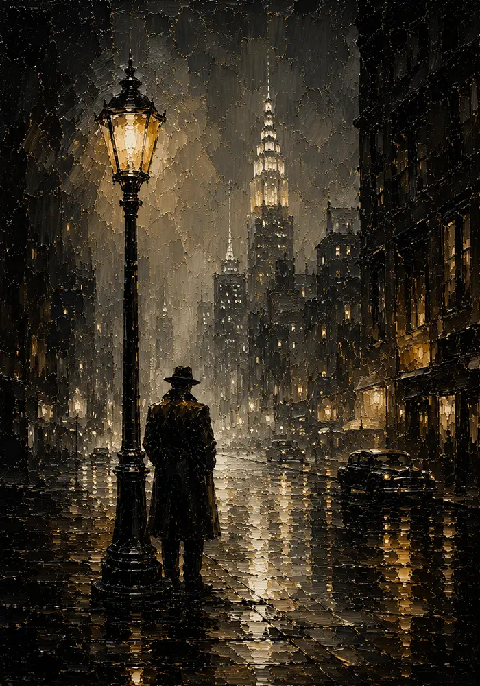 Golden Rain Noir Movie Wall Art Canvas Print