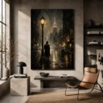 Golden Rain Noir Movie Wall Art Canvas Print - Image 3