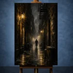 Rainlit Golden Alley Noir Movie Wall Art Canvas Print - Image 2
