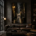 Rainlit Golden Alley Noir Movie Wall Art Canvas Print - Image 4