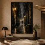 Rainlit Golden Alley Noir Movie Wall Art Canvas Print - Image 5