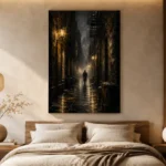 Rainlit Golden Alley Noir Movie Wall Art Canvas Print - Image 6