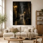 Rainlit Golden Alley Noir Movie Wall Art Canvas Print - Image 7