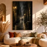 Rainlit Golden Alley Noir Movie Wall Art Canvas Print - Image 8