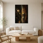 Golden Backstage Theater Noir Movie Wall Art Canvas Print styled in a refined neutral interior