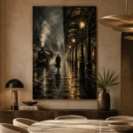 Golden Railway Platform Noir Movie Wall Art Canvas Print - Image 5