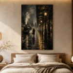 Golden Railway Platform Noir Movie Wall Art Canvas Print - Image 6