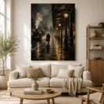 Golden Railway Platform Noir Movie Wall Art Canvas Print - Image 7