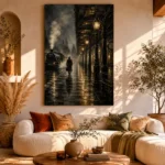 Golden Railway Platform Noir Movie Wall Art Canvas Print - Image 8