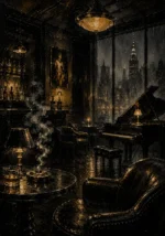 Amber Jazz Lounge Noir Movie Wall Art Canvas Print