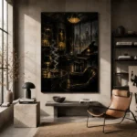 Amber Jazz Lounge Noir Movie Wall Art Canvas Print - Image 3