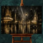 Golden Art Deco Boulevard Noir Movie Wall Art Canvas Print - Image 2
