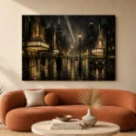 Golden Art Deco Boulevard Noir Movie Wall Art Canvas Print - Image 3