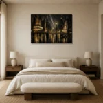 Golden Art Deco Boulevard Noir Movie Wall Art Canvas Print showcased in an elegant minimalist interior