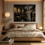 Golden Rainlit Café Noir Movie Wall Art Canvas Print - Image 8