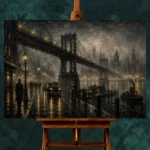 Fogbound Steel Bridge Noir Movie Wall Art Canvas Print - Image 2