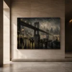 Fogbound Steel Bridge Noir Movie Wall Art Canvas Print - Image 5
