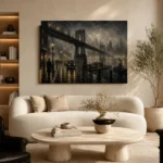 Fogbound Steel Bridge Noir Movie Wall Art Canvas Print - Image 6
