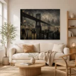 Fogbound Steel Bridge Noir Movie Wall Art Canvas Print - Image 7