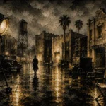 Amber Studio Backlot Noir Movie Wall Art Canvas Print