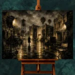 Amber Studio Backlot Noir Movie Wall Art Canvas Print - Image 2