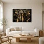 Amber Studio Backlot Noir Movie Wall Art Canvas Print styled in a refined neutral interior