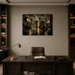 Amber Studio Backlot Noir Movie Wall Art Canvas Print displayed in a contemporary gallery-inspired room