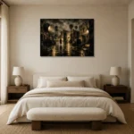 Amber Studio Backlot Noir Movie Wall Art Canvas Print showcased in an elegant minimalist interior