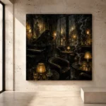 Amber Jazz Lounge Noir Movie Wall Art Canvas Print - Image 3