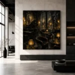 Amber Jazz Lounge Noir Movie Wall Art Canvas Print - Image 5
