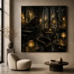 Amber Jazz Lounge Noir Movie Wall Art Canvas Print - Image 6